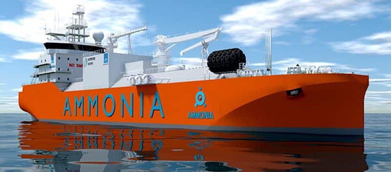 CG rendering of the ammonia bunkering vessel