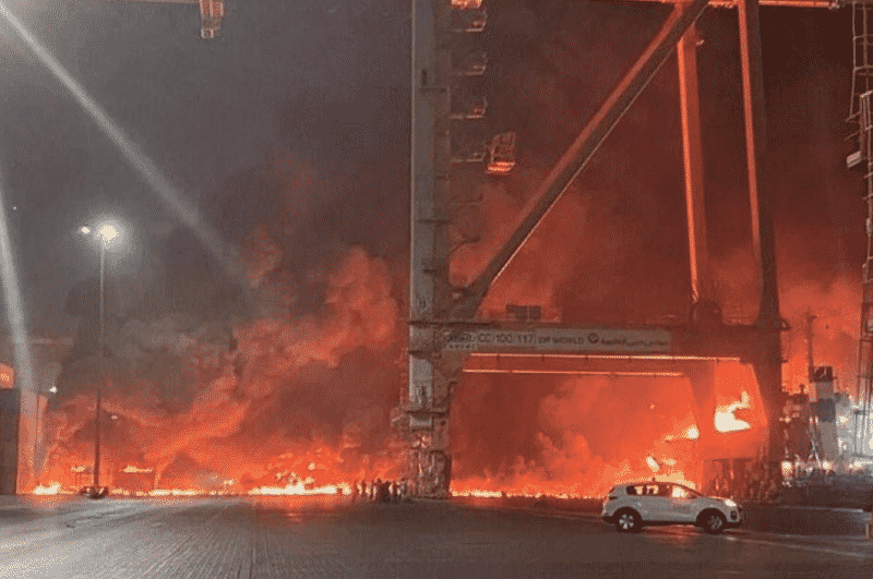 ship explosion at jebel ali port, dubai