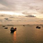 sunset with ships