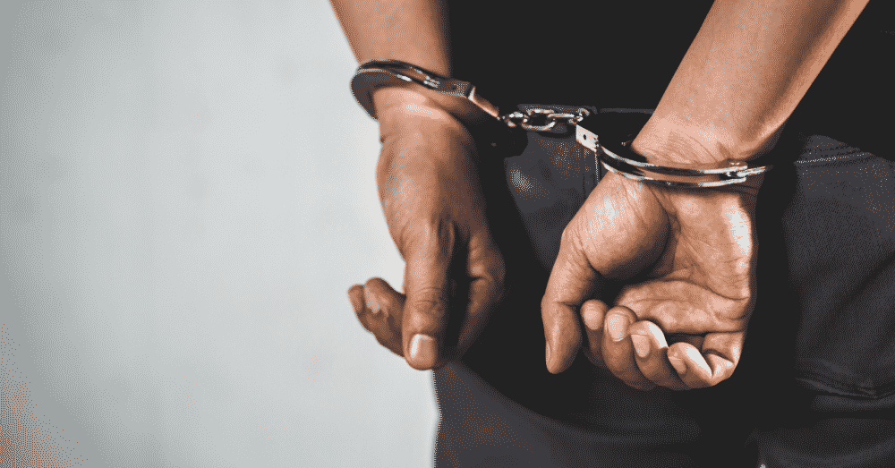Arrested handcuffs representation 