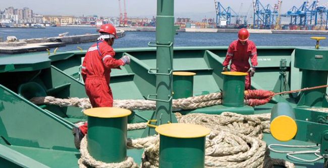 Seafarers working on deck