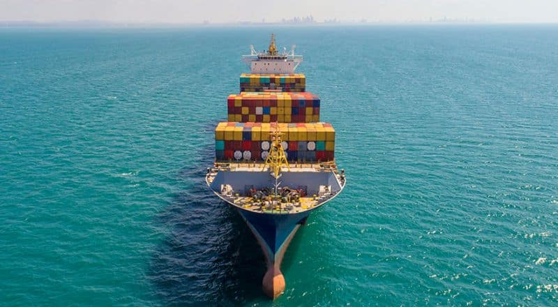 container ship in import export and business logistic