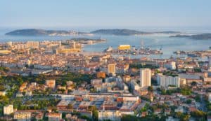 Port of Toulon at sunset