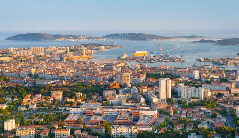 Port of Toulon at sunset
