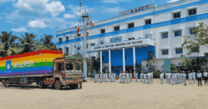 Maersk Rainbow Container Arrives In India
