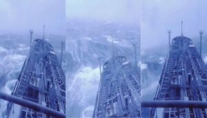 Ship in huge waves