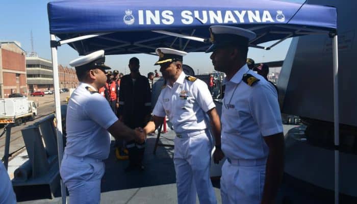 Post exchange of pleasantries at sea, the ship entered Durban harbour.