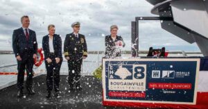US Navy’s 3rd America-class Amphibious Assault Ship USS Bougainville, Christened in Mississippi