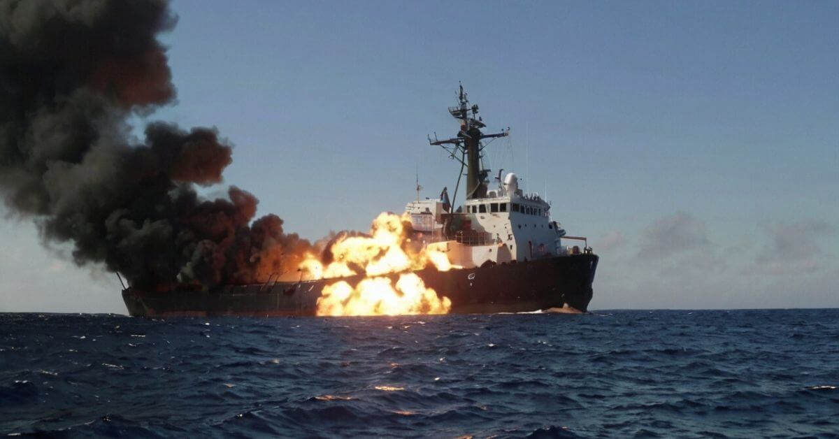 Ship on fire