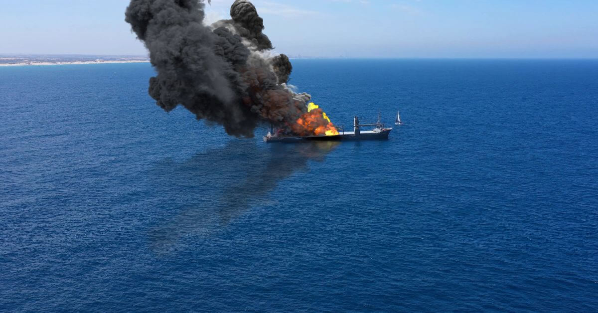 Ship on fire