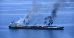 Houthi-Hit Oil Tanker Sounion Appears To Be Leaking Oil In The Red Sea