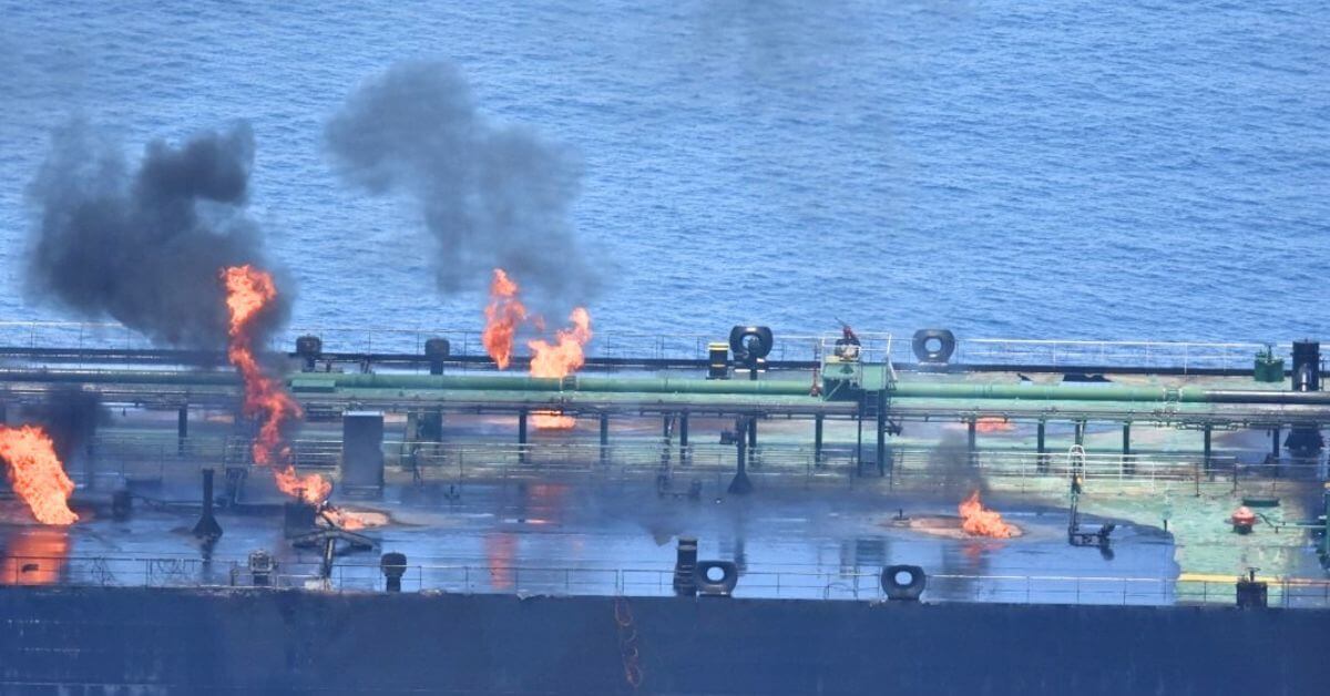 Oil Tanker On Fire