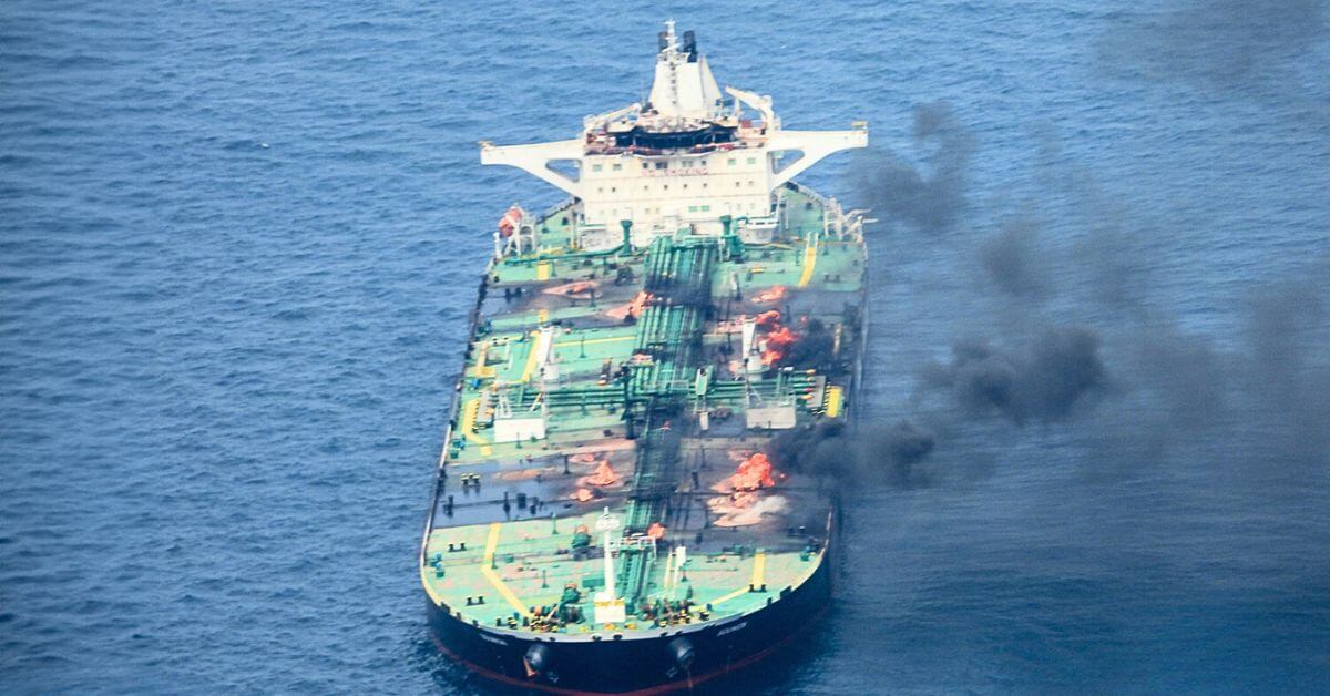 Tanker on fire