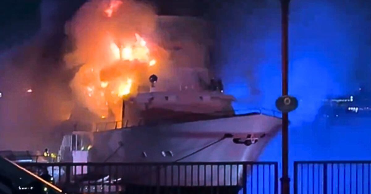 Yacht on fire