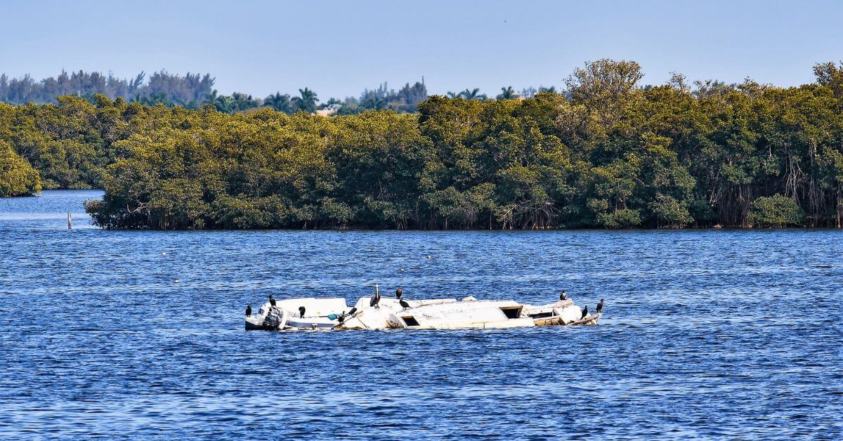 Capsized sailboat