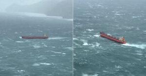 Watch: Cargo Ship Battles Strong Storm While Anchored Off Alaska
