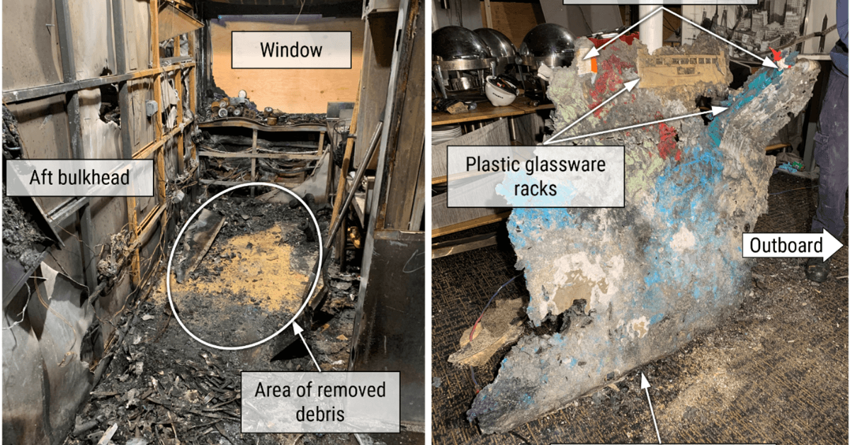 Melted mass of debris