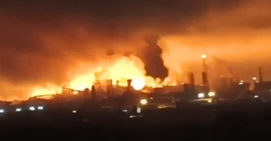 Video: Russian Oil Refinery In Flames After Ukrainian Drone Attack