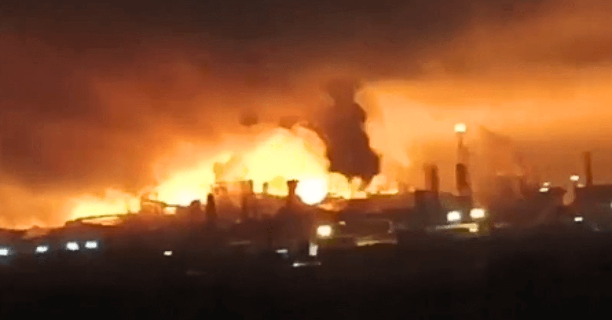 Oil Refinery on fire