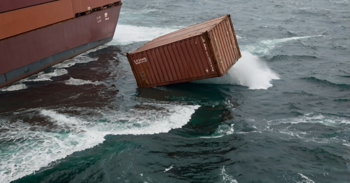 Container fallen at sea