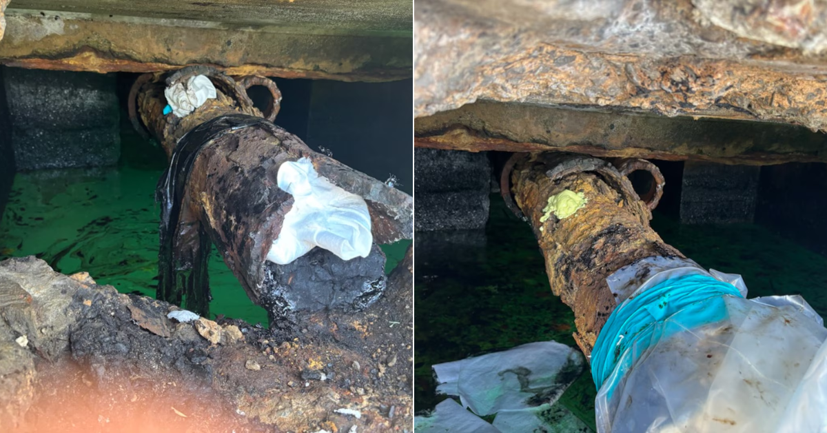 Pipe leaking oil