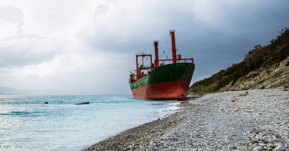 container ship aground