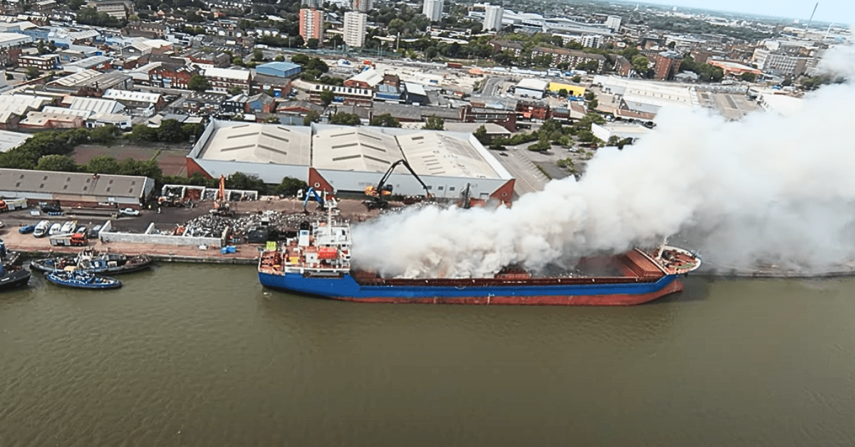 Cargo ship fire