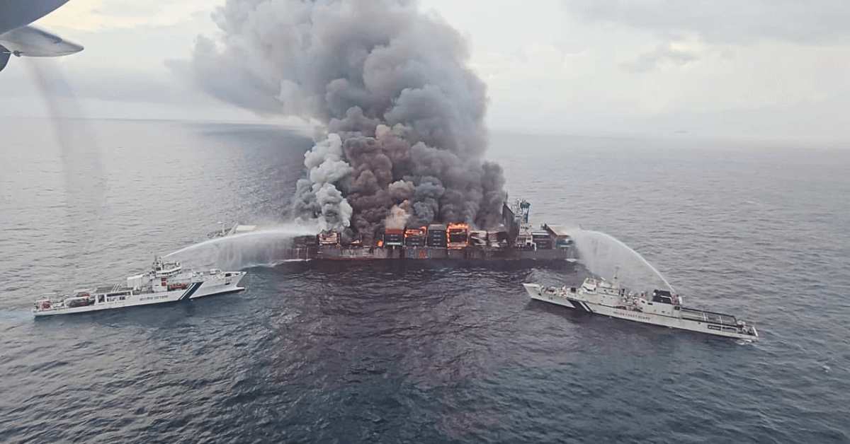 Containership on fire