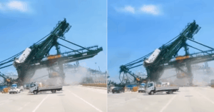 Video: New Quay Crane Collapses At Tuas Port During Delivery