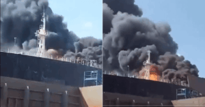 Video: Deadly Fire Erupts On Oil Tanker During Repairs In Indonesia, Four Killed