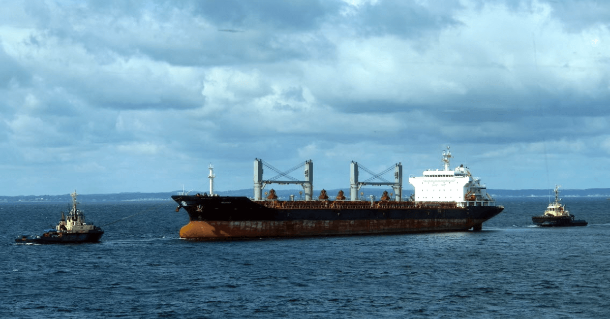 Grounded bulk carrier