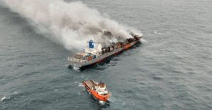 Indian Navy & Coast Guard Make Crucial Progress In Towing Burning Ship Away From Coast