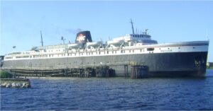 Historic Passenger Ferry SS Badger Collides With Sister Ship In Ludington Harbor