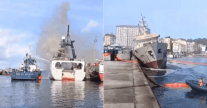 Major Fire Leaves Trawler At Pier In Ribeira With Heavy List, Salvors Avert Capsizing