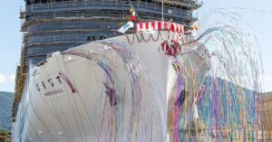 Mitsubishi Shipbuilding Launches Japan’s New Large Car Ferry ‘HAMANASU’