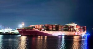 Fire-Damaged Container Ship Returns To Port Of Los Angeles