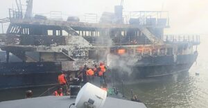 Nigerian Navy Rescues 20 Crew Members From Burning Vessel In Calabar Waterways