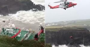 Watch: Irish Coast Guard Airlifts 14 Crew From French Trawler Grounded Near Dingle