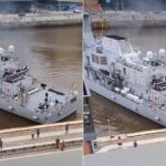 Watch: Irish Naval Vessel LÉ Samuel Beckett Hits Dublin Quay, Suffers Minor Damage During Departure